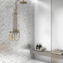 Mink White Honed Herringbone 5/8x2 Marble Mosaics 12 1/8x13 3/8