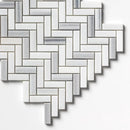 Mink White Honed Herringbone 5/8x2 Marble Mosaics 12 1/8x13 3/8