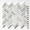 Mink White Honed Herringbone 5/8x2 Marble Mosaics 12 1/8x13 3/8