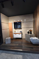 Seramiksan Color Body Porcelain Floor and Wall Tile 8"x48" Matte Monte Verde Mix SKU 905400 installed on bathroom floor and wall