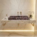 Rosso Levanto Marble Rectangular Wall-mount Sink (W)20" (L)48" (H)5"