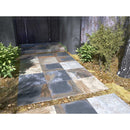 mystique multicolor porcelain pavers 24x24in matte floor tile LPAVNMYSMUL2424 installed on a patio walkway