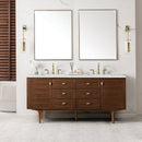 James Martin Amberly 72" Dual Mount Double Bathroom Vanity, Mid-Century Walnut