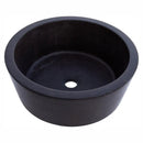 Black Handcrafted Andesite Vessel Sink Tapered Matte 16 Inch