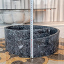 Handcrafted Black Marble Round Vessel Sink For Bathroom