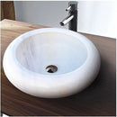 White Marble Vessel Bathroom Sink Natural Stone Round
