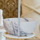 New York White Marble Polished Round Vessel Sink
