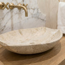 Natural Polished Stone Vessel Travertine Sink  (W)20" (L)12.5" (H)4.5"