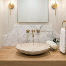 Natural Polished Stone Vessel Travertine Sink  (W)20" (L)12.5" (H)4.5"
