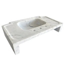 Handcrafted White Turkish Marble Wall Mount Bathroom Sink 18x28 Polished