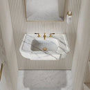 Handcrafted White Turkish Marble Wall Mount Bathroom Sink 18x28 Polished
