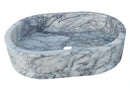 New York Marble Ellipse Wall-mount Bathroom Sink (W)14" (L)20" (H)5" polished side view
