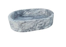 Handcrafted White Gray Marble Ellipse Wall Mount Sink 13
