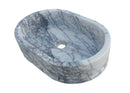 Handcrafted White Gray Marble Ellipse Wall Mount Sink 13