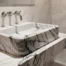 New York Marble Wall-mount Bathroom Sink Fluted Front and Edges (W)16" (L)28" (H)5"