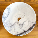 Handcrafted White Marble Vessel Bathroom Sink Polished Above Counter