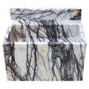 White Turkish Marble Wall Mount Bathroom Sink With Backsplash