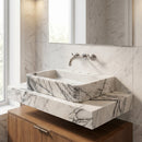 New York Marble Wall-mount Bathroom Sink Fluted Front and Edges (W)16" (L)28" (H)5"
