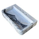 Premium White Fluted Marble Wall Mount Bathroom Sink 28 Inch Long
