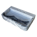 Premium White Fluted Marble Wall Mount Bathroom Sink 28 Inch Long