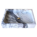 White Turkish Marble Rectangular Wall Mount Bathroom Sink Polished