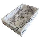 White Turkish Marble Rectangular Wall Mount Bathroom Sink Polished