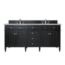 James Martin Brittany 72" Double Bathroom Vanity, Black Onyx