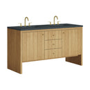 James Martin Hudson 60" Double Bathroom Vanity, Light Natural Oak