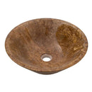 Handcrafted Brown Travertine Vessel Sink Polished Finish 16 Inch