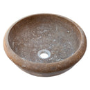Noce Brown Turkish Handcrafted Travertine Drop-In Bathroom Sink