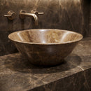 Noce Brown Travertine V-Shape Tapered Sink Polished (D)16" (H)6"