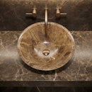 Noce Brown Travertine V-Shape Tapered Sink Polished (D)16" (H)6"