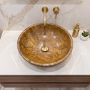 Noce Brown Travertine Natural Stone Undermount Vessel Sink Filled and Polished (D)16" (H)6"