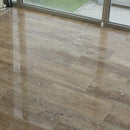 Noce Travetine Vein Cut 12x24 Filled Polished 10080933 Angle grouted angle view
