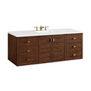 James Martin Amberly 60" Dual Mount Single Bathroom Vanity, Mid-Century Walnut