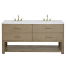James Martin Lucian 72" Double Bathroom Vanity, Pebble Oak