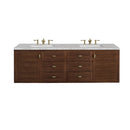 James Martin Amberly 72" Dual Mount Double Bathroom Vanity, Mid-Century Walnut