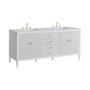 James Martin Myrrin 72" Double Bathroom Vanity, Bright White