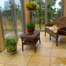 Oasis Gold travertine tile 18x18 10074413 Honed Filled sunroom with furniture and nice flower