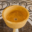 Oasis Gold Travertine Natural Stone Round Vessel Sink 16 Inch Bathroom