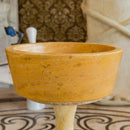 Oasis Gold Travertine Natural Stone Round Vessel Sink 16 Inch Bathroom