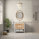 James Martin Olena 36" Single Bathroom Vanity, Polished White and Light Mappa Burl