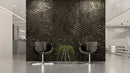 olive avantgarde marble carved stone model SILIS 24x24 semi-polished installed on hotel lobby