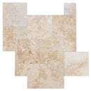 Olympus Beige French Pattern Set Brushed and Chiseled Travertine Tiles