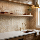 Patara 12" x 12" Polished Travertine Mesh-Mounted Mosaic Tile