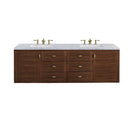 James Martin Amberly 72" Dual Mount Double Bathroom Vanity, Mid-Century Walnut