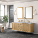 James Martin Laurent 72" Dual Mount Double Bathroom Vanity, Light Natural Oak