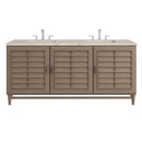 James Martin Portland 72" Double Bathroom Vanity, Whitewashed Walnut