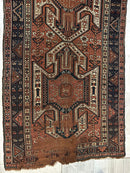 Pre-1900 Triple Shield Sewan Kazak Rug, 4’4”x11’7”
