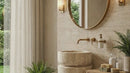 Troia Light Travertine Designer Pedestal Stand-Alone Fluted Sink (W)18" (L)18" (H)33"
